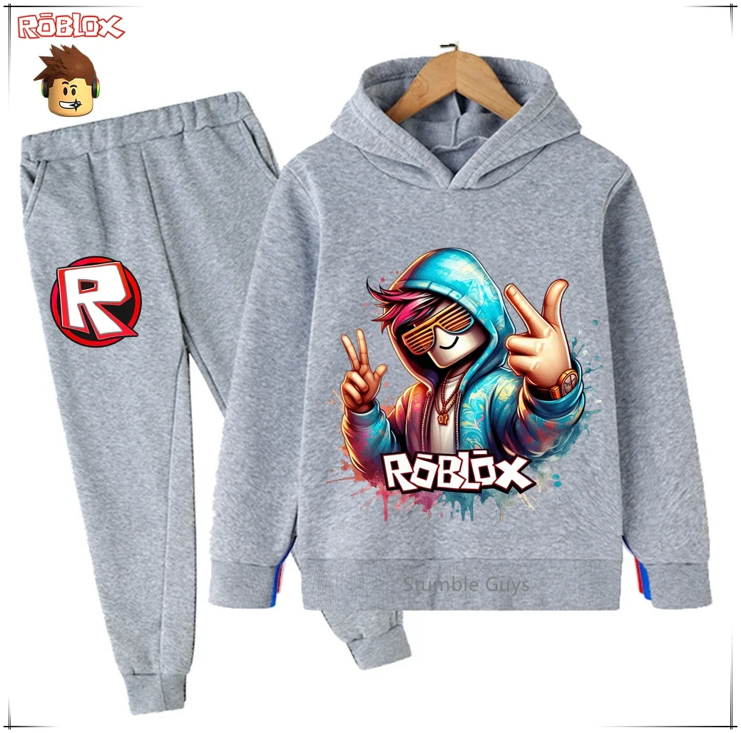

Kids Roblox Sweatshirt Anime Print Hoodie Set Spring Autumn Boys Clothes Girls Fashion Casual Wear