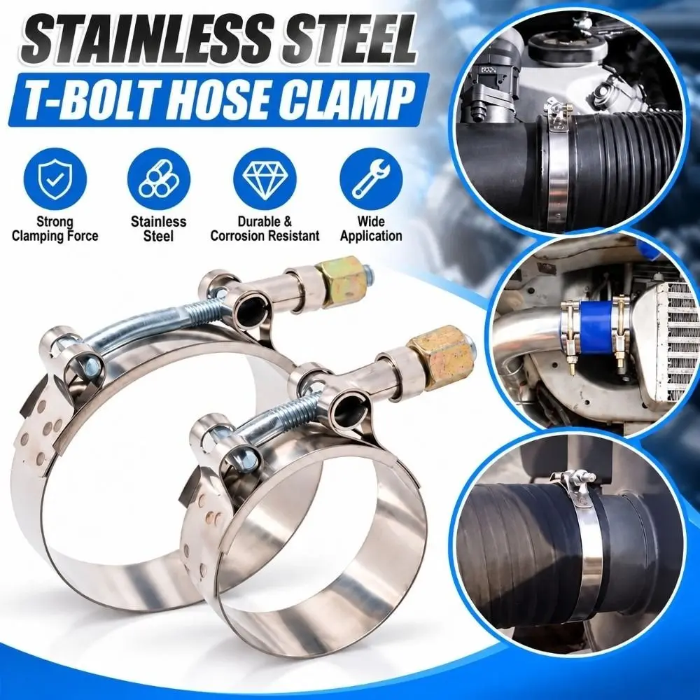 Reliable Stainless Steel T-Bolt Clamp 42mm-109mm Universal Intake Clamps Hose Coupler