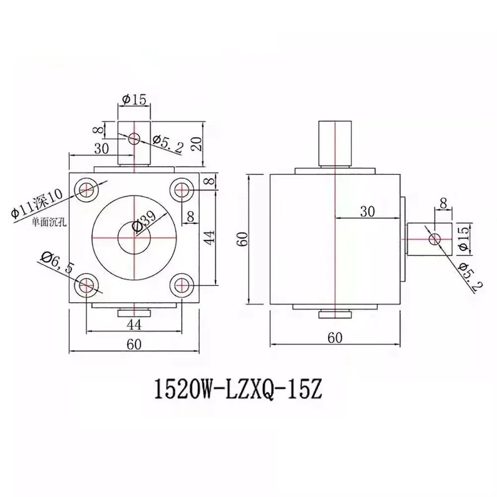 Vertical Type Right Angle Steering Gear Box 1.5M 20T 90 Degree Commutator 15MM Diameter Dual Shaft 2000RPM 12Nm