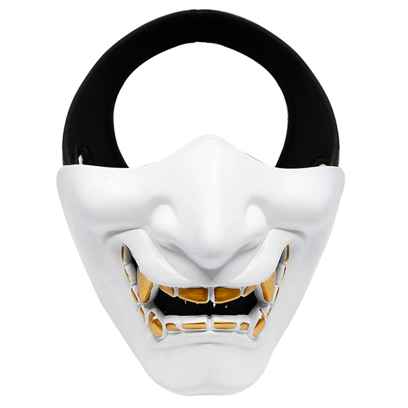 Máscara de Cosplay de medio Oni para hombre, decoración de Samurai, disfraz de fiesta, cara, mascarada japonesa, accesorios de máscara de resina de Halloween, accesorios de regalos