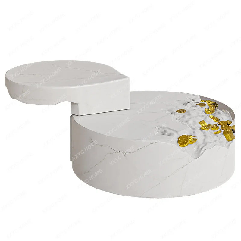 JYGLiving room household round rotating creative light luxury high-end coffee table