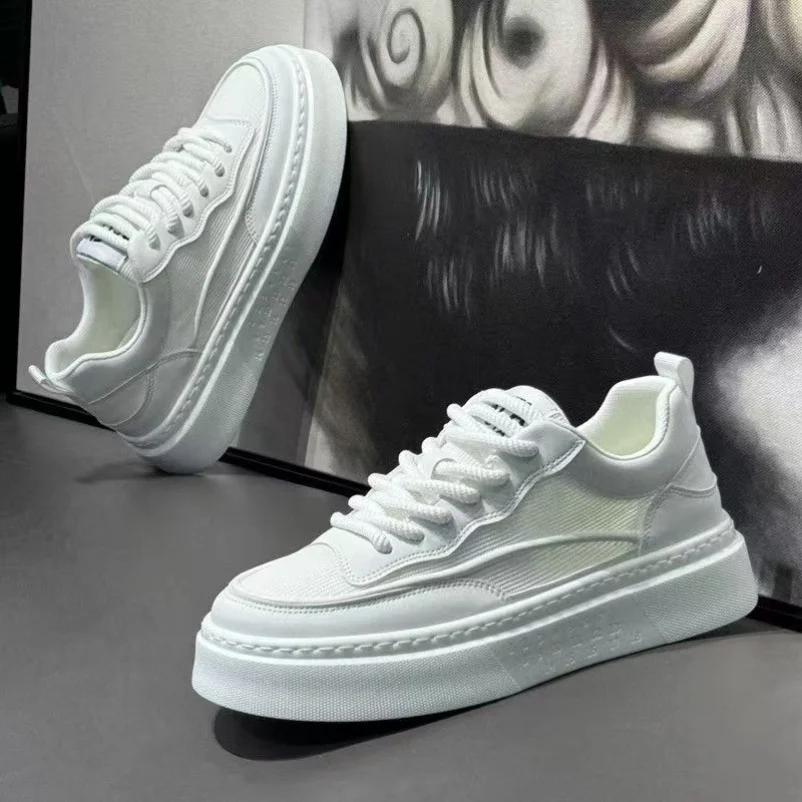 

Men's Summer New Breathable Low-Top Sports Shoes Fashionable Mesh Uppers Thick Sole Casual Sneakers round Toe Rubber Outsole