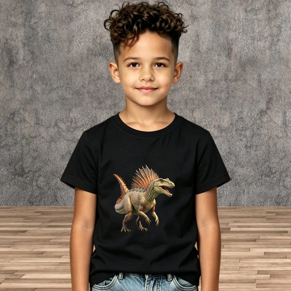 Short Sleeve Boys Dinosaur Printed Tops Summer Children Summer Cotton Tees