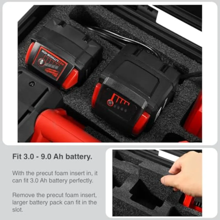 حافظة صلبة مقاومة للماء مصممة لضاغط الهواء M18 Inflator 284820 مع مساحة تخزين مخصصة لحزمة بطارية 18 فولت 3.0 إلى 9.0 أمبير