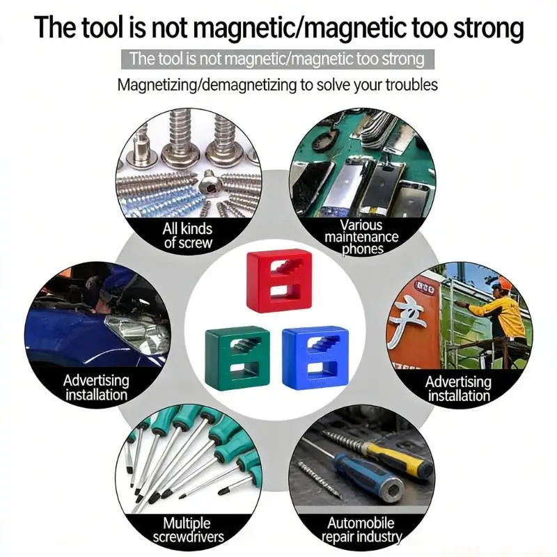 A2BE Set of 3 Magnetizer Demagnetizer for Screwdriver Tip, Bit and Small Tool
