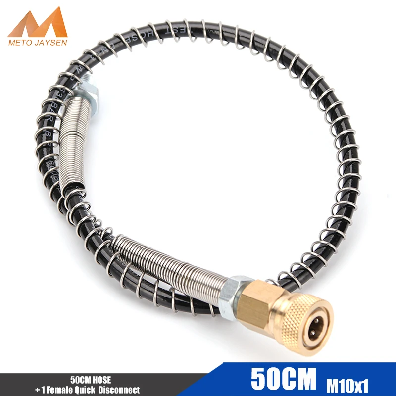 

50cm High-Pressure Nylon Hose with Quick Connect Couplings M10x1 Thread PCP Pneumatics Air Refilling with Spring Wrapped 40Mpa