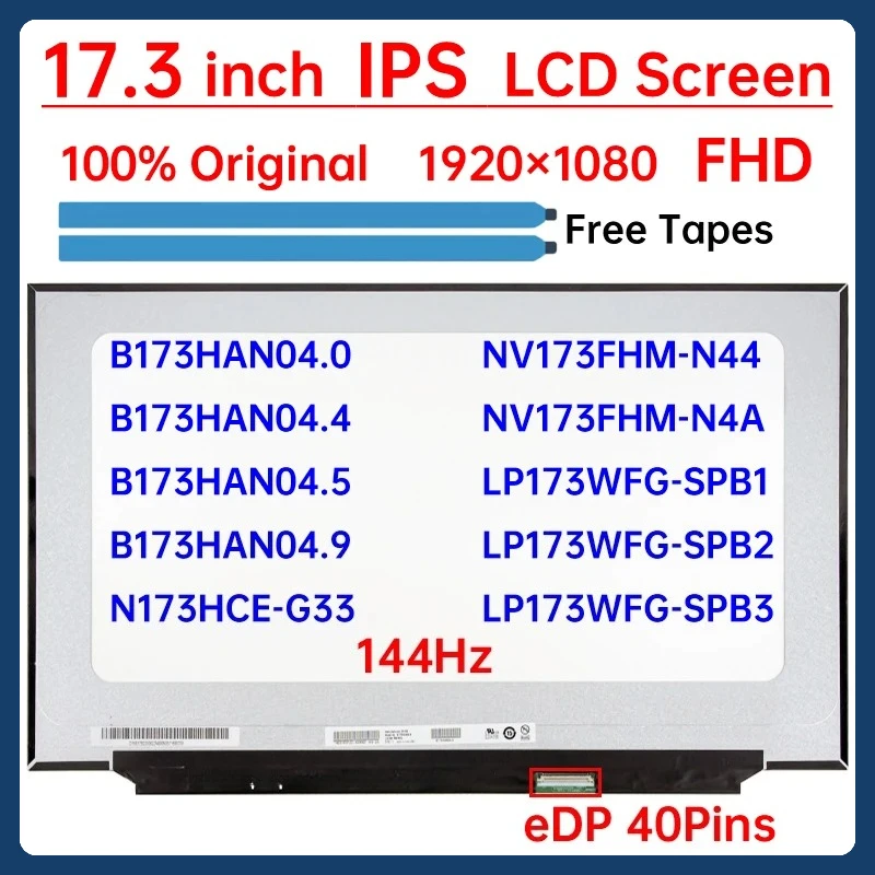 

17.3" 144Hz Laptop LCD Screen N173HCE G33 N173HCE-G33 B173HAN04.4 For Lenovo Legion 5-17ACH6H 5-17ITH6H Display Matrix Panel FHD