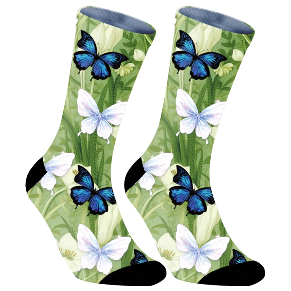 Calcetines deportivos y de ocio de Navidad, conjunto de tubo con estampado divertido, Harajuku, de algodón, para correr, novedad de 2024