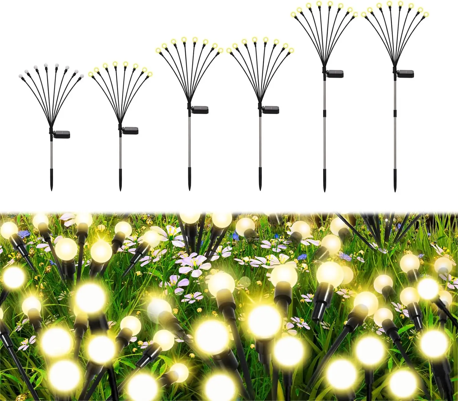 

Солнечные садовые светильники, 8 режимов, 800 мАч, с эффектом покачивания, водонепроницаемые, для улицы