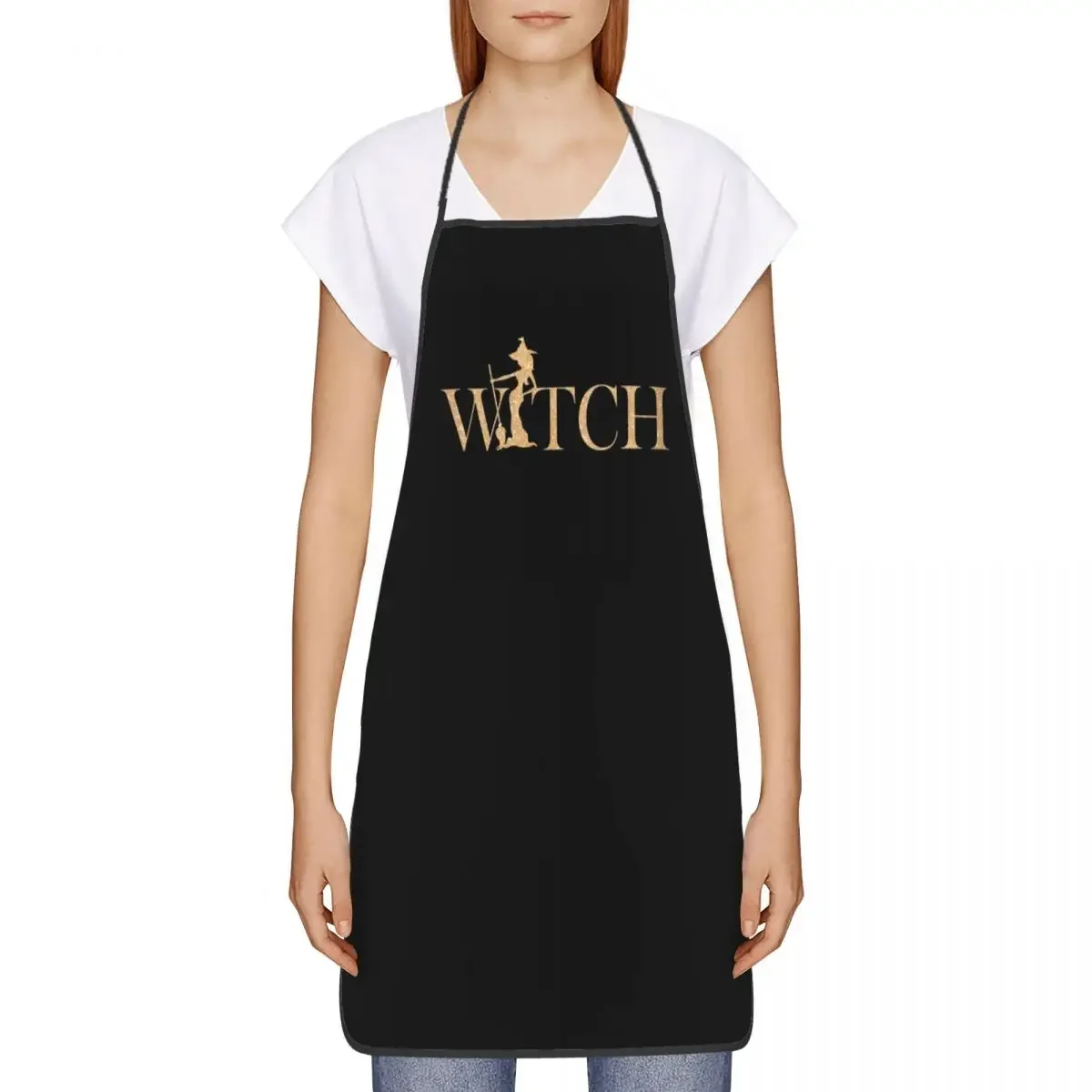 Funny Witch Bib Apron Women Men Unisex Kitchen Chef Happy Halloween Tablier Cuisine for Cooking Baking Painting