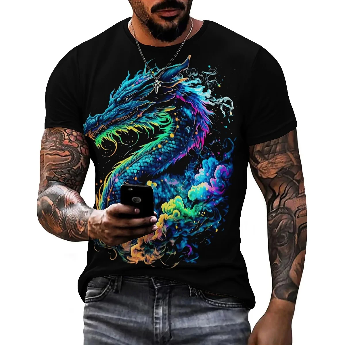 

All-Season Fantasy Art Men's 3D Printed Short-Sleeve T-Shirt - Men's Top