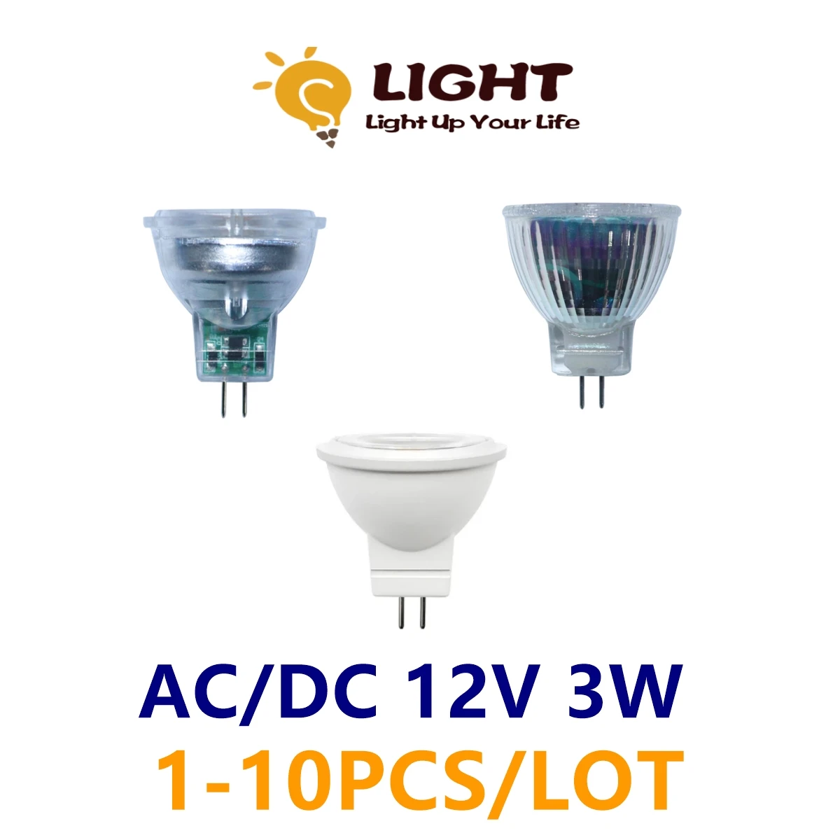 LED mini spot light MR11 GU4 Low voltage AC/DC 12V 3W COB lamp bead high bright warm white light replace 20W 50W halogen lamp