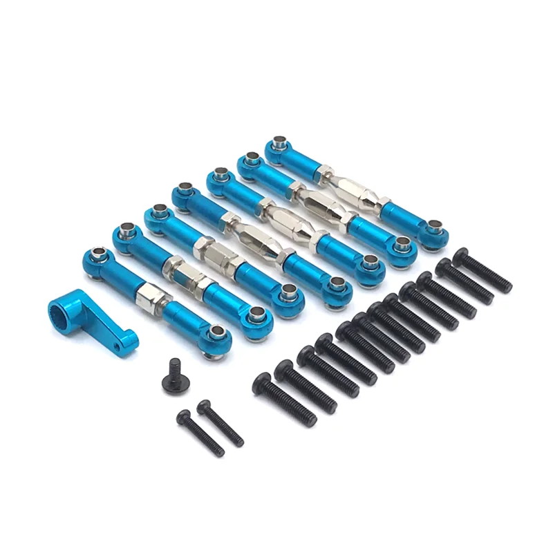 Mise à niveau En Métal 7PCS Cravate Tige 28T Bras Servo Pour WLtoys 144010 144001 144002 124016 127017 124018 124019 LC 1/14 RC Voiture Pièces