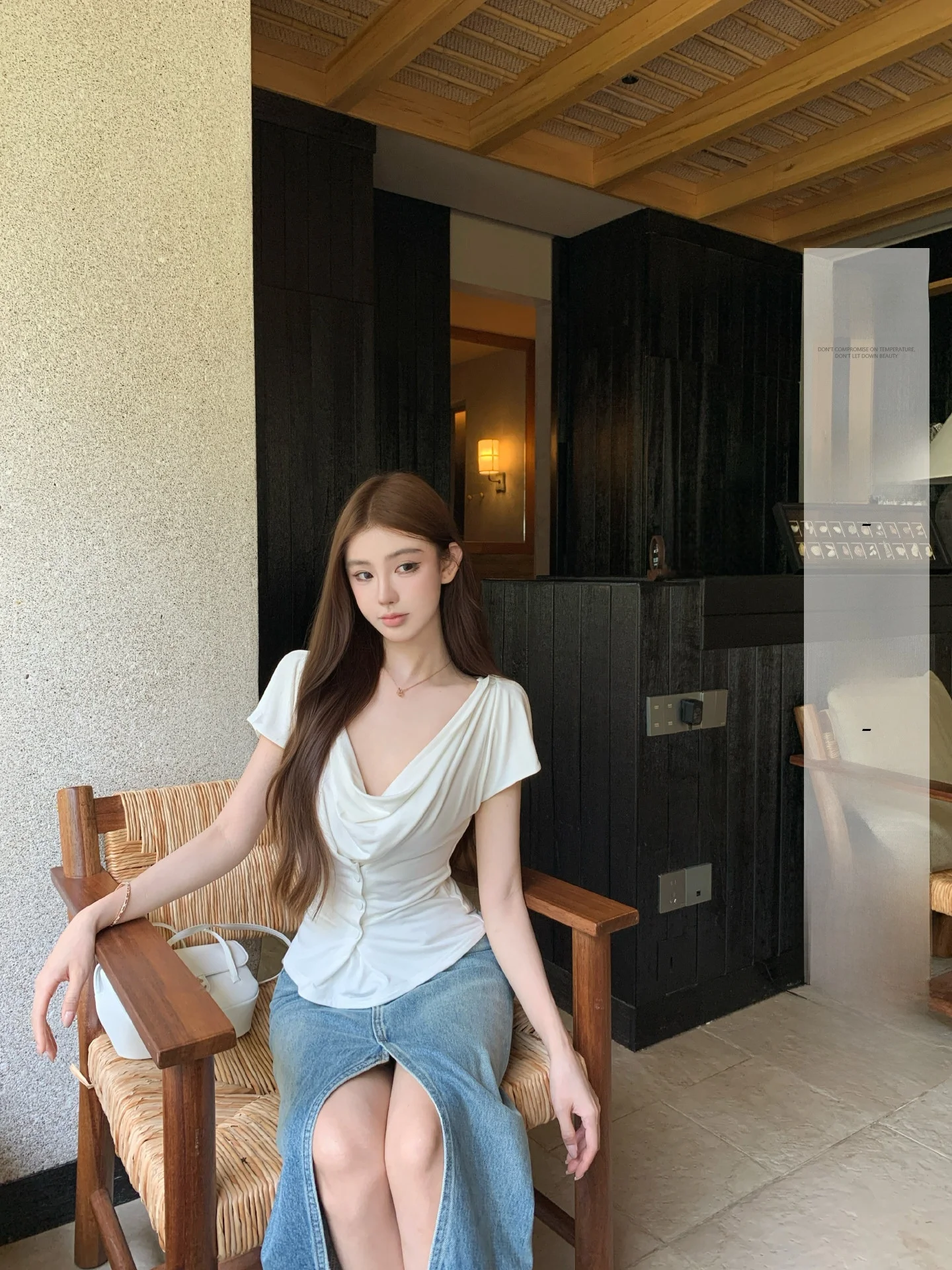 

OKMASHOP Умная корейская женская футболка с коротким рукавом и открытыми плечами, летняя элегантная, сексуальная, с вырезом на шее и приталенным силуэтом