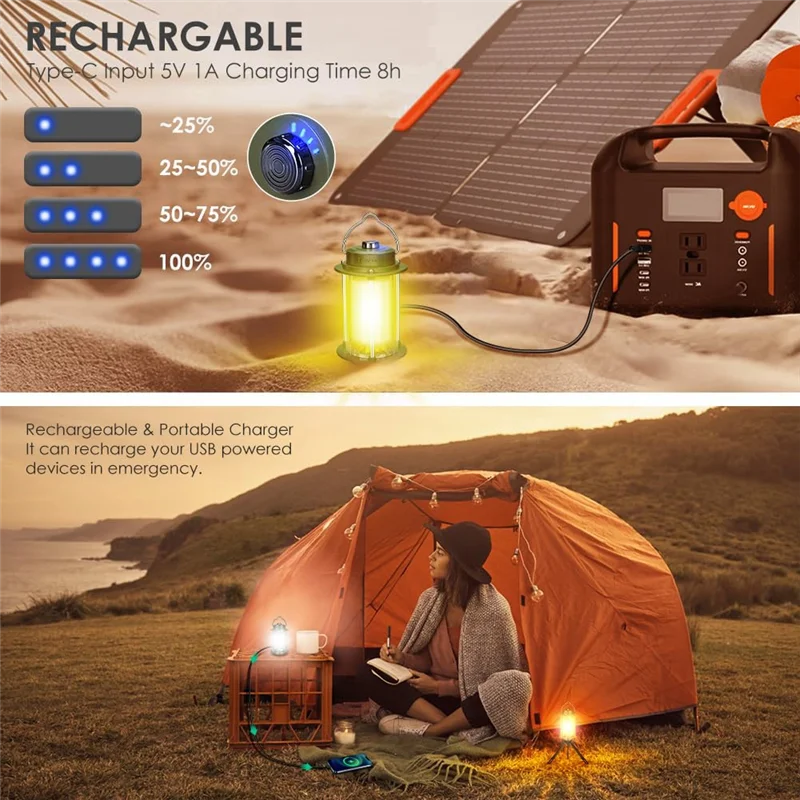 BTLIFE-Torcia portatile portatile a LED da campeggio Sorgente luminosa a 3 colori Lanterna impermeabile esterna ricaricabile tramite USB