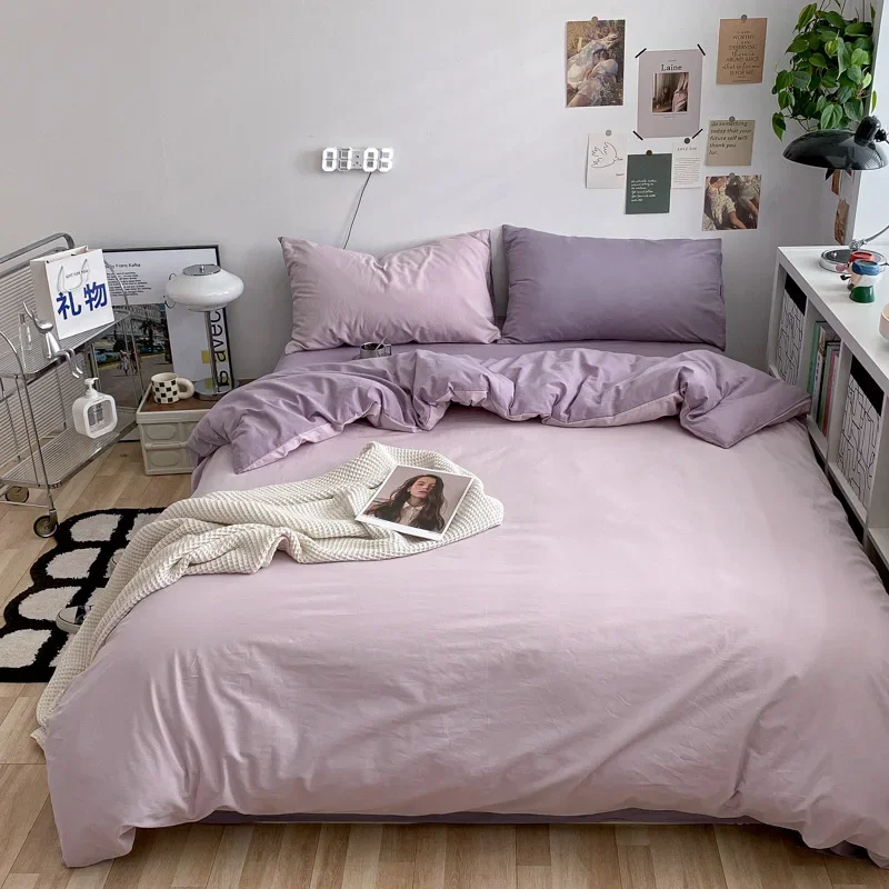 New Arrival Plain King Queen Size Bedding Set Twin Full AB Double-sided Design Bedding Sets Single Double Bed Duvet Cover Set