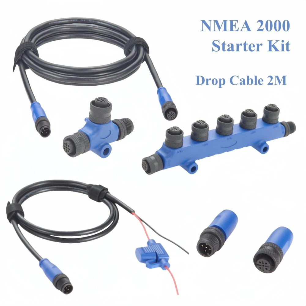 

Стартовый комплект NMEA 2000 N2K, морской кабель с крестообразным падением, 5-контактный Т-образный разветвитель, тройники, силовой кабель для Lowrance Simrad B&G
