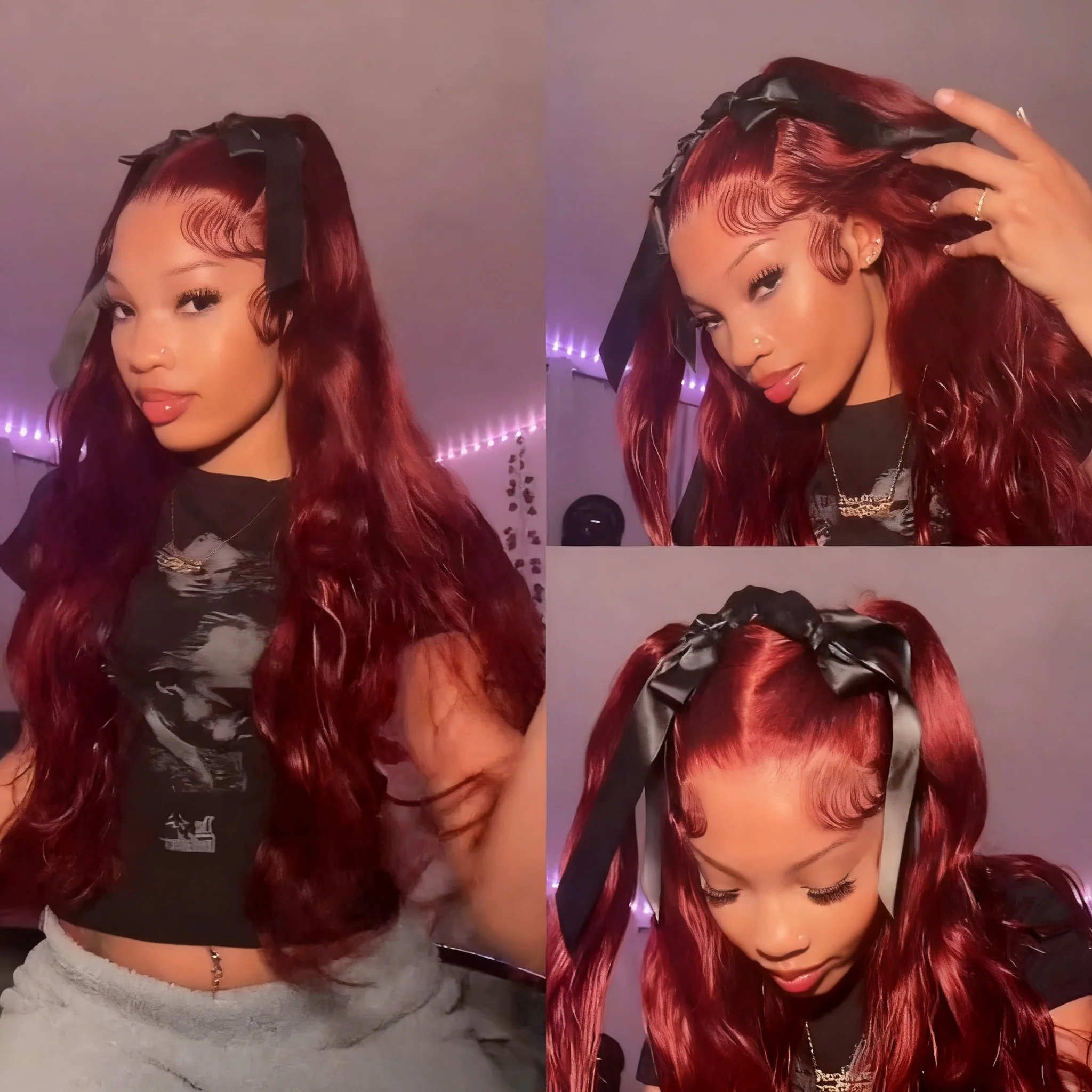 赤褐色HD 13x4レースフロントウィッグ接着剤不要カラーリング済み人毛ウィッグブラジル産ダブルドローンボーンベイビーウェーブレースフロントウィッグ