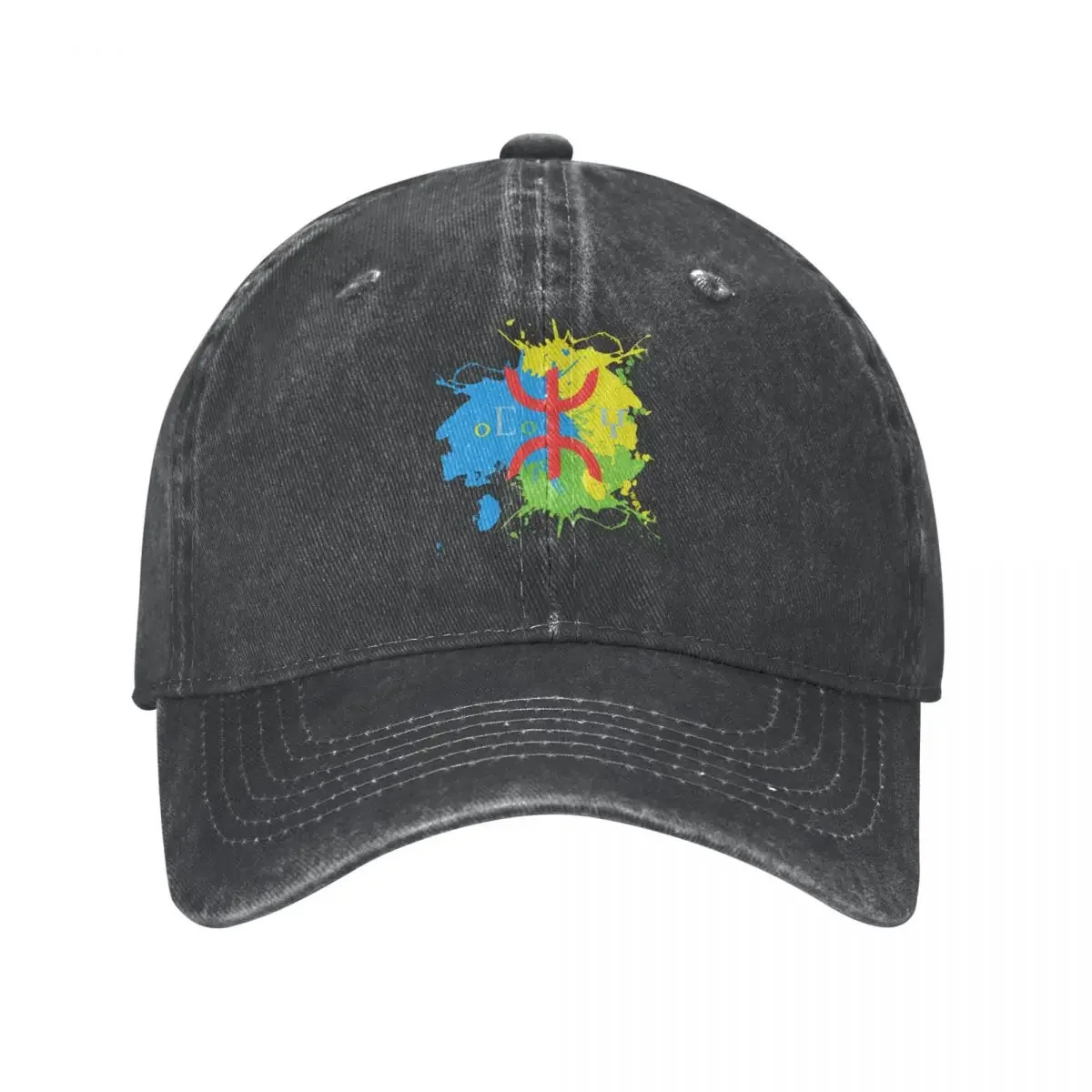 Amazigh Flag Washed Baseball Cap Splash Art Fitted Hip Hop Hats Spring Unisex Rock Printed Baseball Caps