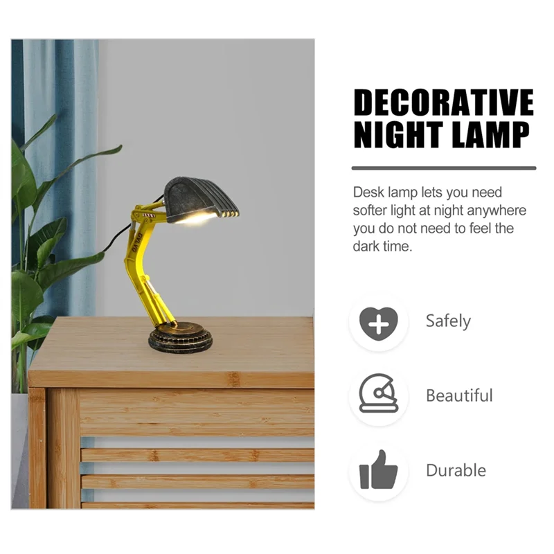 TKOH-Lámpara de mesa con excavadora, decoración de construcción, luces LED de Navidad para niño, lámpara de regalo de San Valentín para oficina y dormitorio