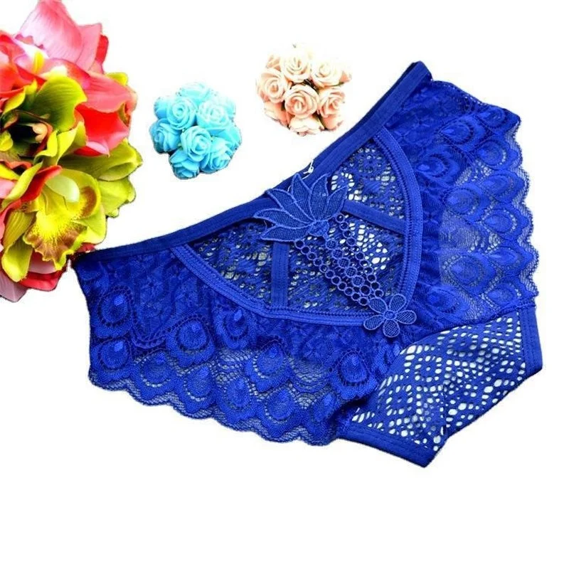 

Summer New Refreshing Jacquard Mesh Panties Lace Sexy Hollow Low Waist Briefs Lingerie Thongs Women Underwear