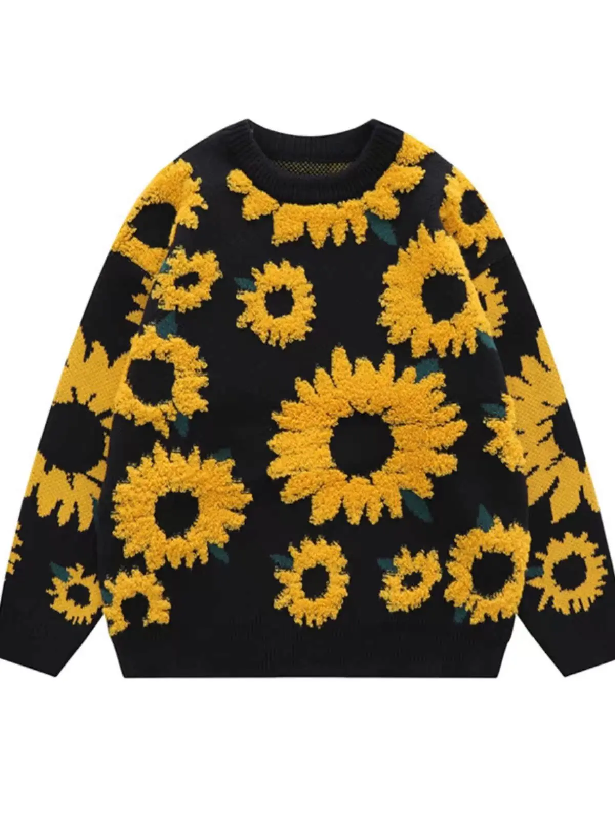 

Retro Japanese Sle Long Sve Fce Lined Lazy Sle Sweater ex Hip Hop Trendy Brand Autumn Couple Knitted Sweater