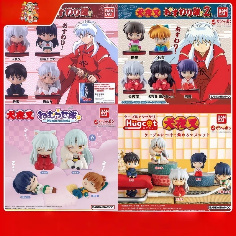 Коллекционная фигурка Bandai Inuyasha Nemurase-Tai: Кикё, Санго, Шиппо, Сэссёмару, Мику, 4 см, сидячие, милые, из ПВХ, для декора стола, в наличии