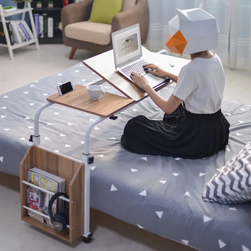 Bed with A Desktop Table Tilted Mobile Nursing Home Laptop Table