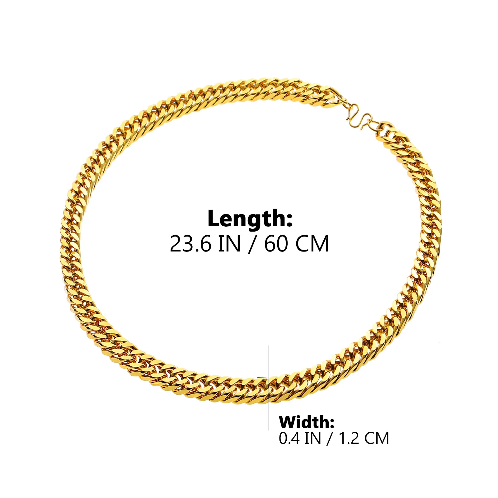 Chunky Men Golden Necklace Imitation Hip Hop Style Shiny Alloy Chain Neck Decoration Casual Party Gift for Men Teenagers