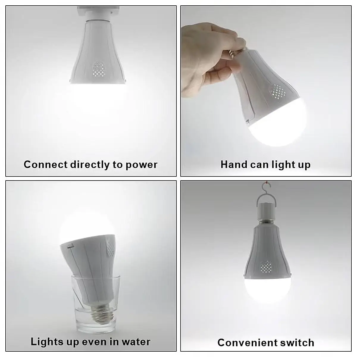 Lampadina a Led E27 15w con gancio Luce per tenda portatile per campeggio 6000k Lampadine ricaricabili di emergenza 110v/220v Decorazione esterna per la casa