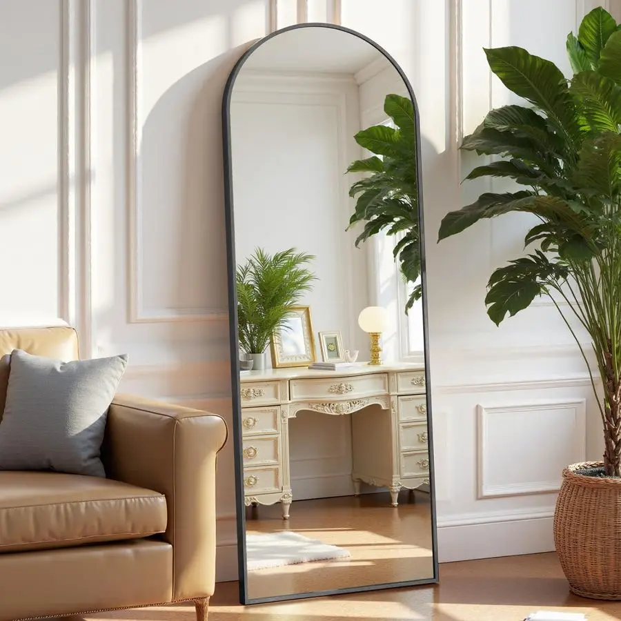 

Arched Full Length Mirror 59x16 for Bedroom, Full Body Mirror with Stand, Hanging or Leaning for Wall, Aluminum Alloy Thin Frame