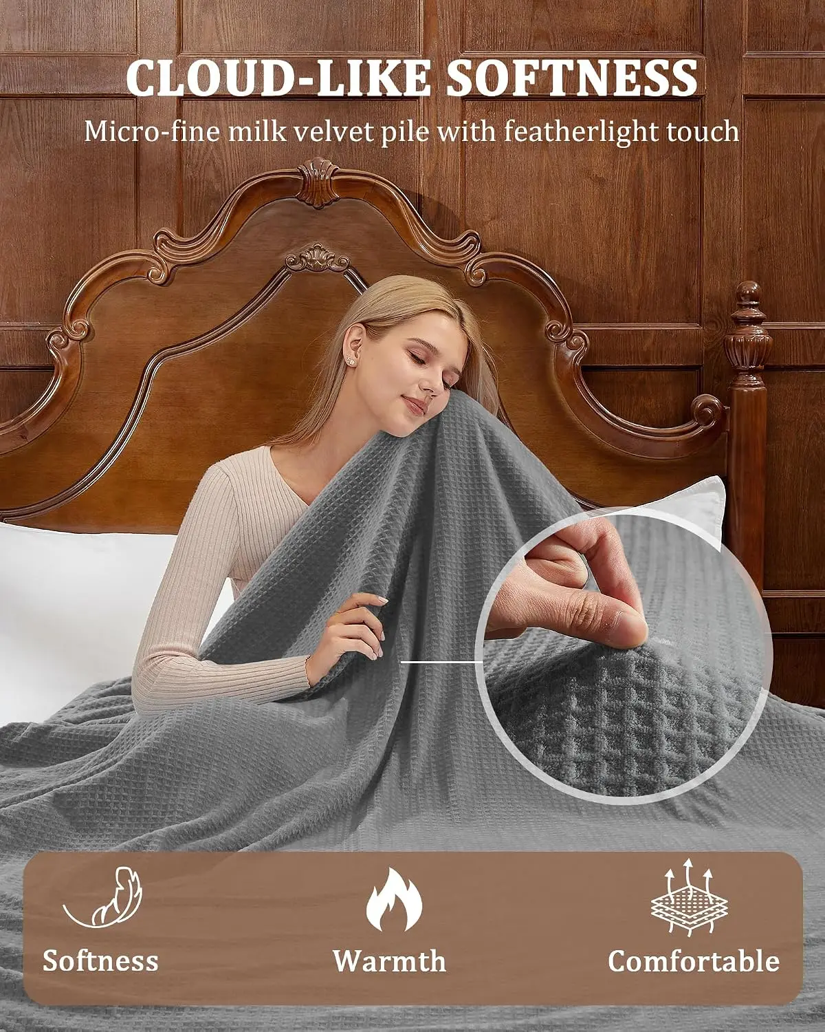 Garvee Warm Blanket Intelligent Temperature Control Heating Cover Blanket 4 Heat Levels Washable Electric Blanket Winter Heating Blanket for office home outdoor