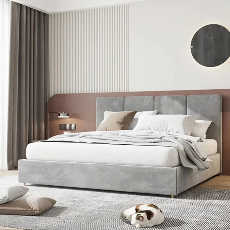 Storage Nordic Bed Frames Queen Wood Platform Modern Humans Bed Headboard Luxury Bedroom Letto Matrimoniale House Accessories