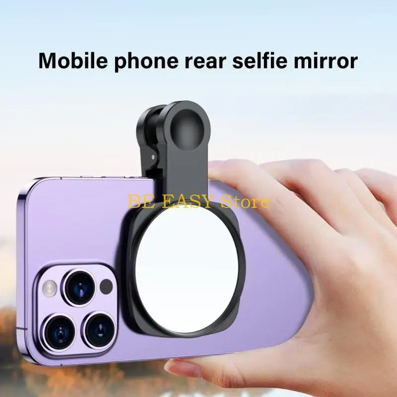 

E28F Portable Travel Phone Camera Selfie Mirror Clip Set With Cleaning Cloth and Storage Bag for Mobile Phone Photography