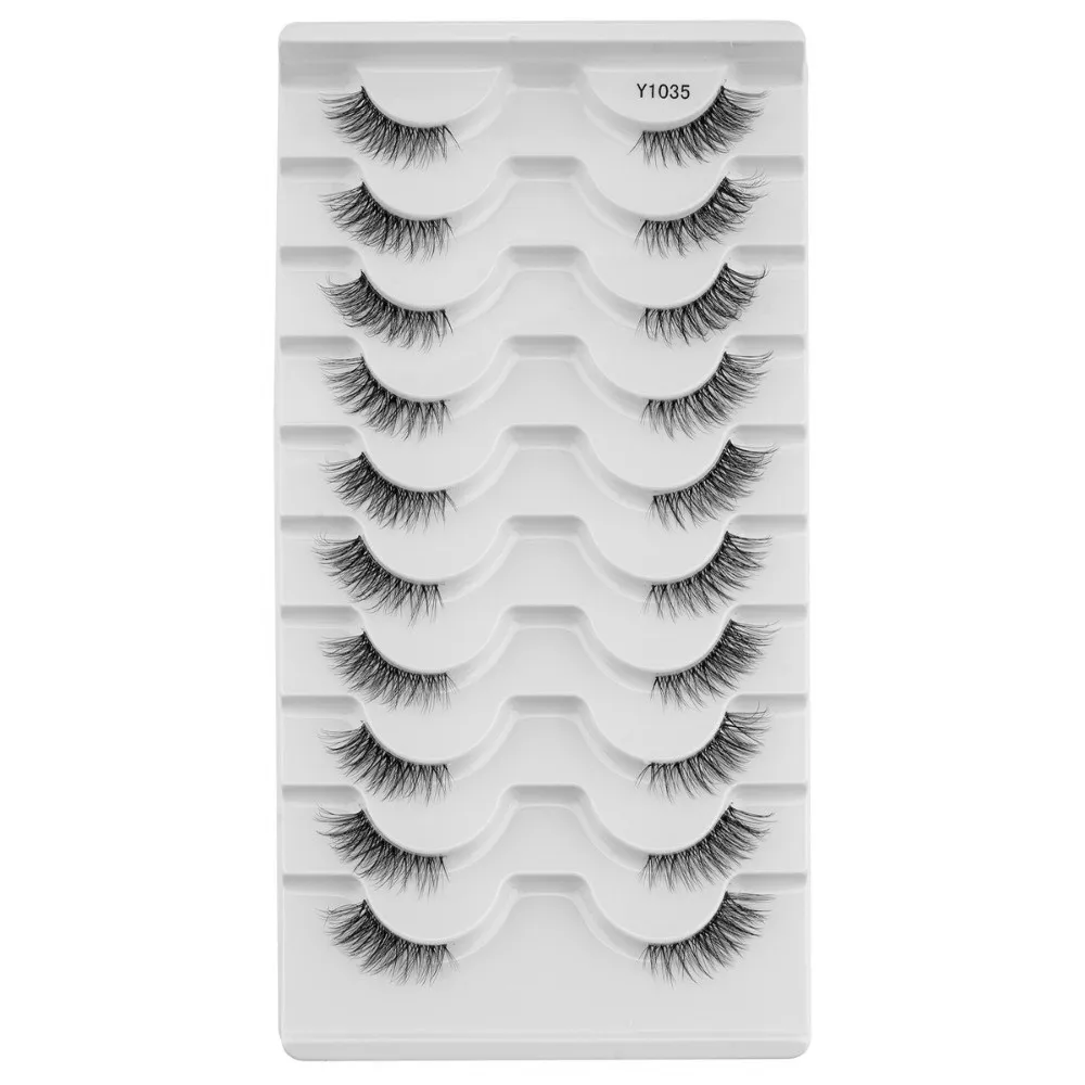 10 Pairs Black Thick Fluffy False Eyelashes Curvature C 7-10MM DIY Lashes Extension Easy To Wear Eye Makeup Dense Fake Eyelashes