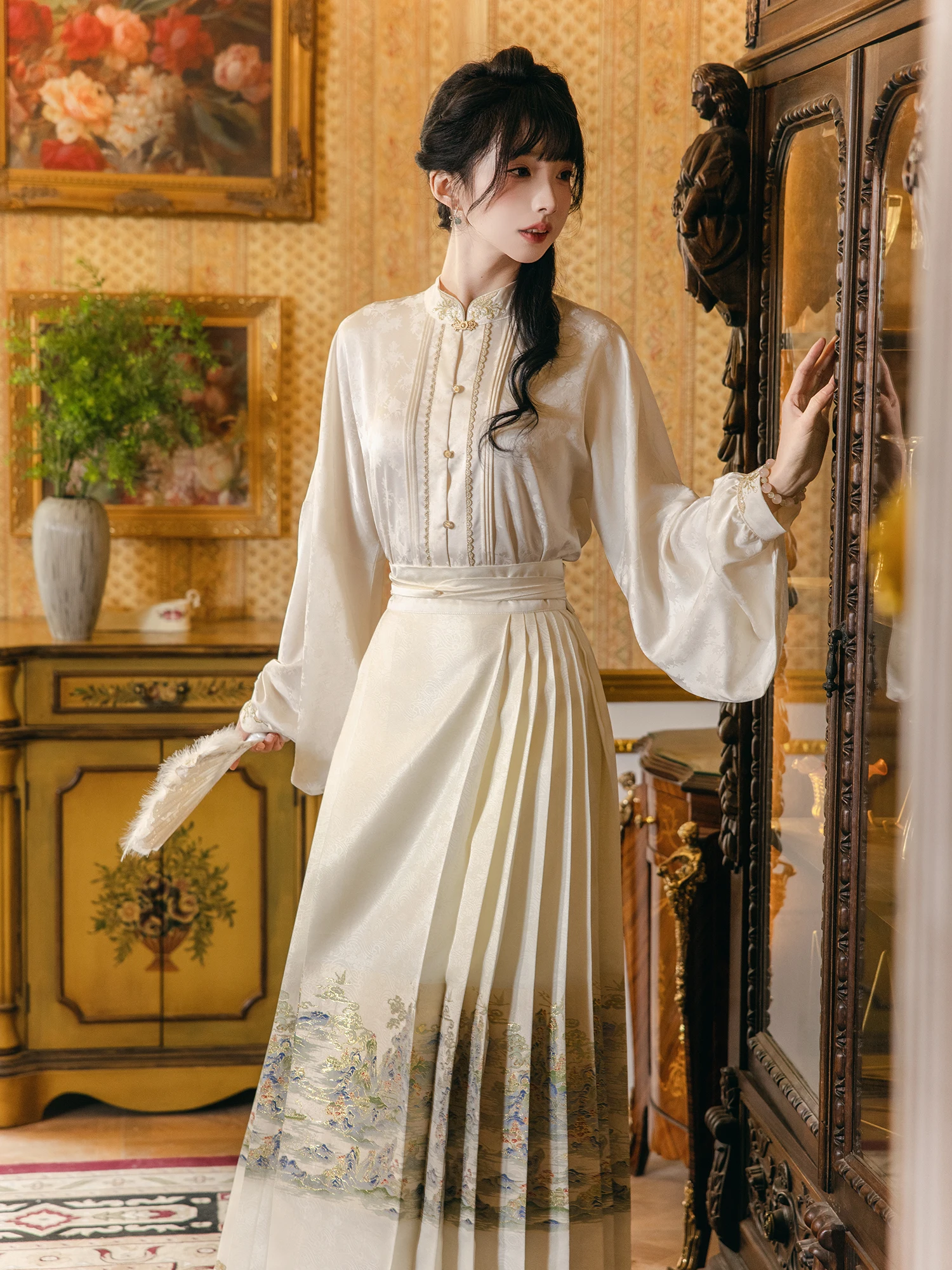 

Оригинальный высококачественный комплект юбки с золотой вышивкой Ming Dynas Sle, женский модный традиционный ансамбль Hanfu