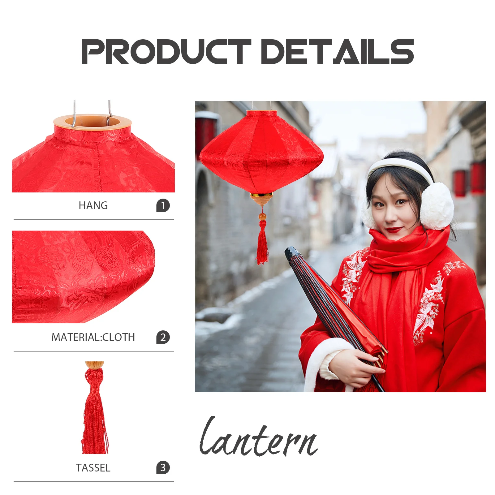 

Hanging Lantern Large Size Red Decorative Lantern for Moon Festival Vietnamese Style Party Garden Wedding Decoration Oriental