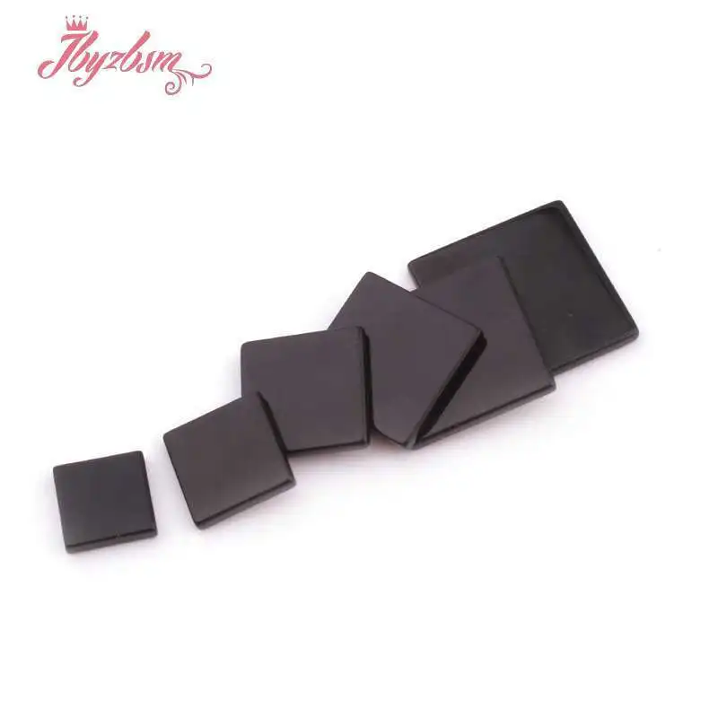Oval Coin Square Black Agates CAB Cabochon Flatback Dome Undrilled Natural Stone for DIY Accessories  Ring Jewelry Making 5 Pcs