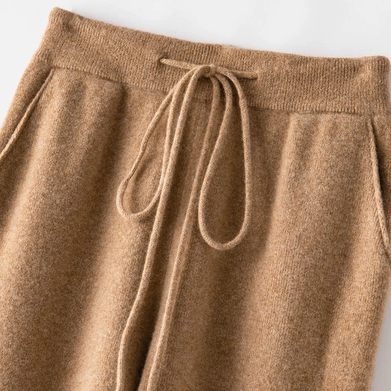 Casual Women's Pant 100% Australian Wool Knitted Tight Leg Women Pant 2023 Winter Long Trousers Pure Woolen Female Leggings JA01