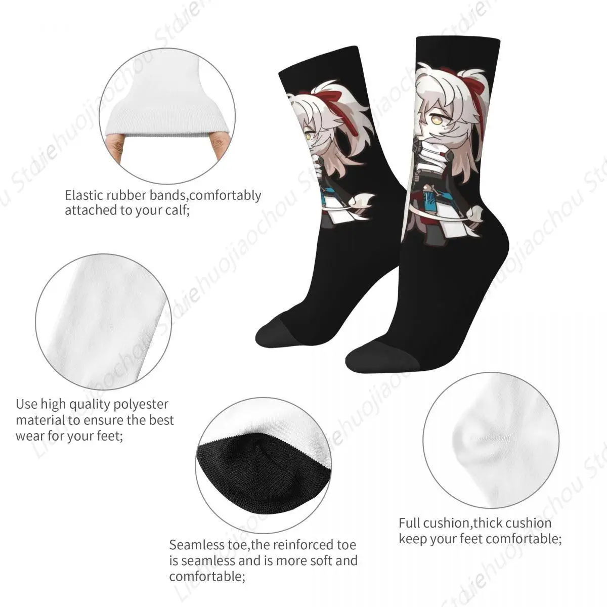 Autumn Winter Fashion Unisex Jing Yuan Honkai Star Rail Socks Non-slip Skateboard Socks