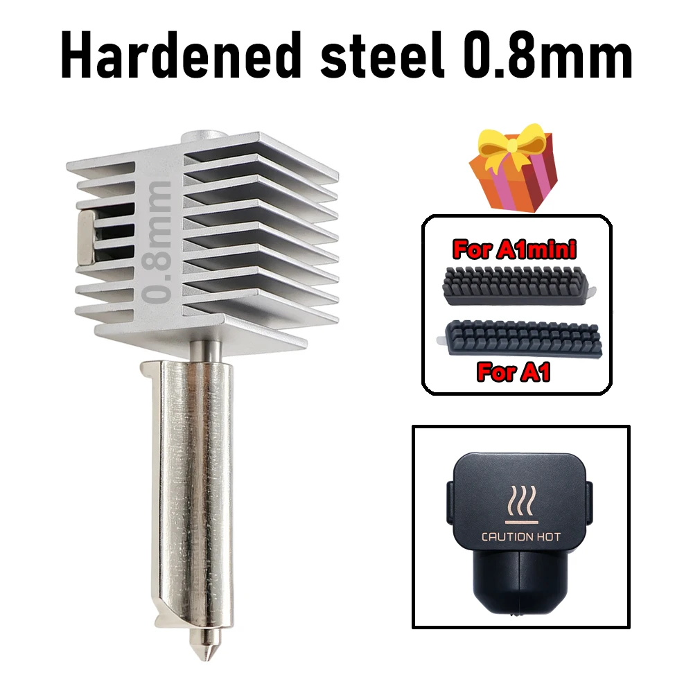 Verbessertes Hotend-Kit für Bambu Lab A2L/A1/A1 Mini All-in-One Hot-End-Baugruppe 0,2/0,4/0,6/0,8 mm gehärtete Stahldüse 3D-Drucker