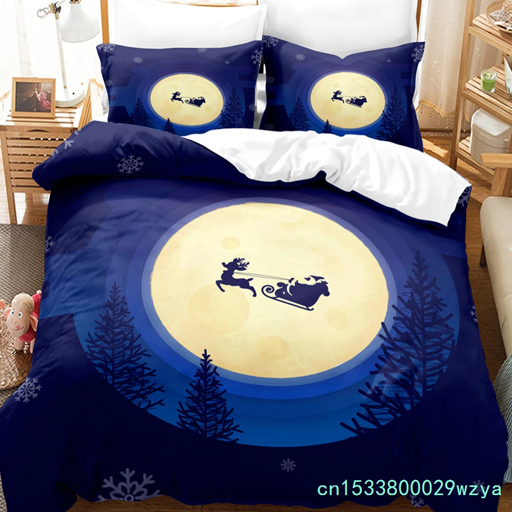 3PCS Full Moon Night Bedding Sets Home Bedclothes Super King Cover Pillowcase Comforter Textiles Bedding Set