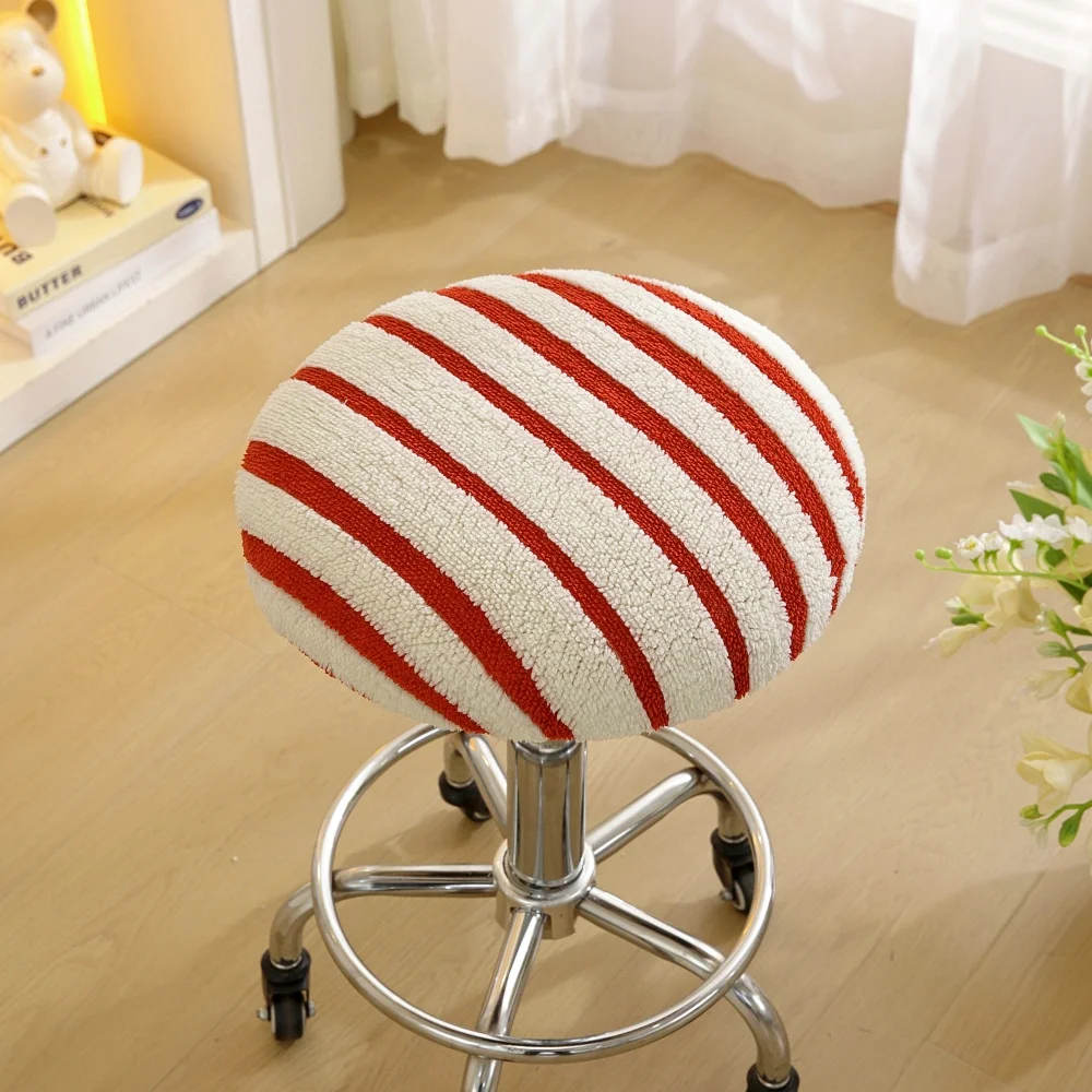 1/10pcsThicken Plush Rotating Chair Case Round Stool Cover Seat Slipcover Swivel Chair Cover Elastic Soft Washable Stool Cushion