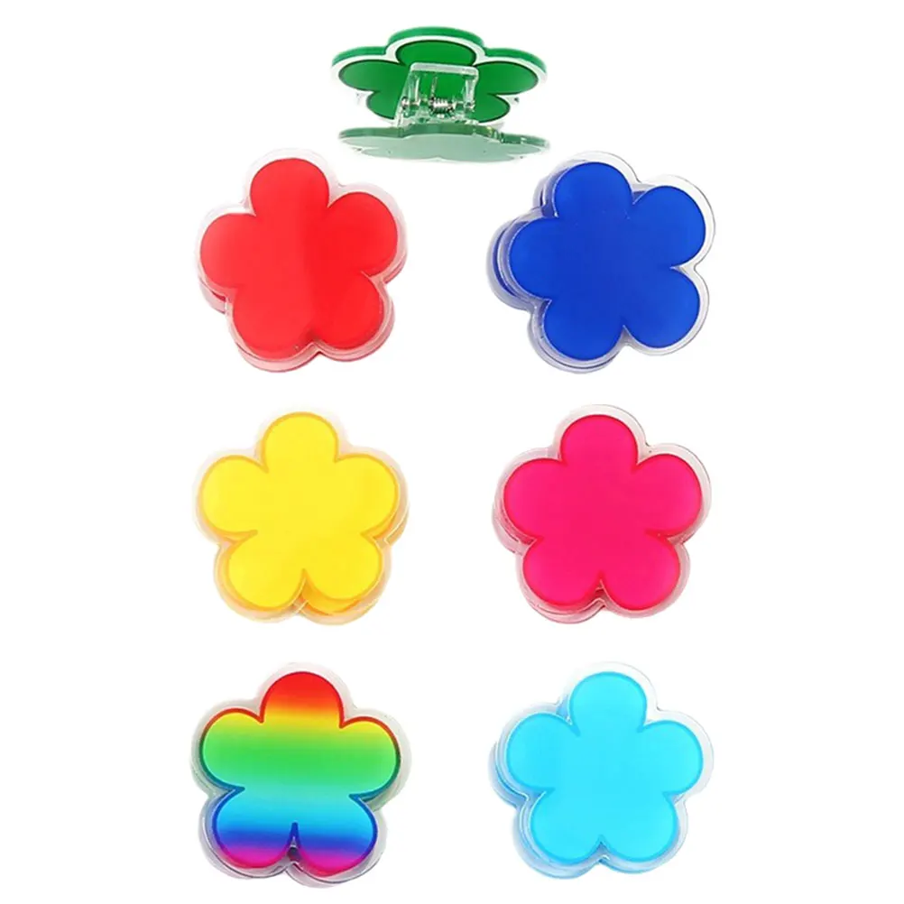 

7pcs Flower Themed Binder Clips Sealing Fasteners Cute Cartoon Acrylic Multifunctional Kitchen Bag Food