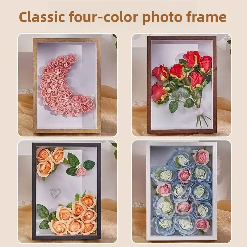 1-3PC Creative 3D Hollow Dried Flower Shadow Box Large DIY Rose Bouquet Specimen Display for Home Wall Decor Wedding Craft