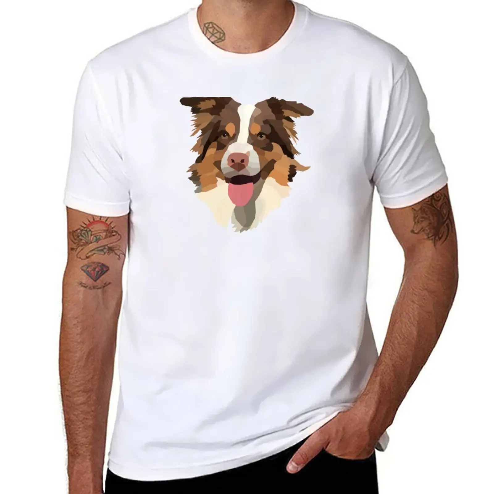 

Australian shepherd T-Shirt graphics summer top T-shirts for men cotton