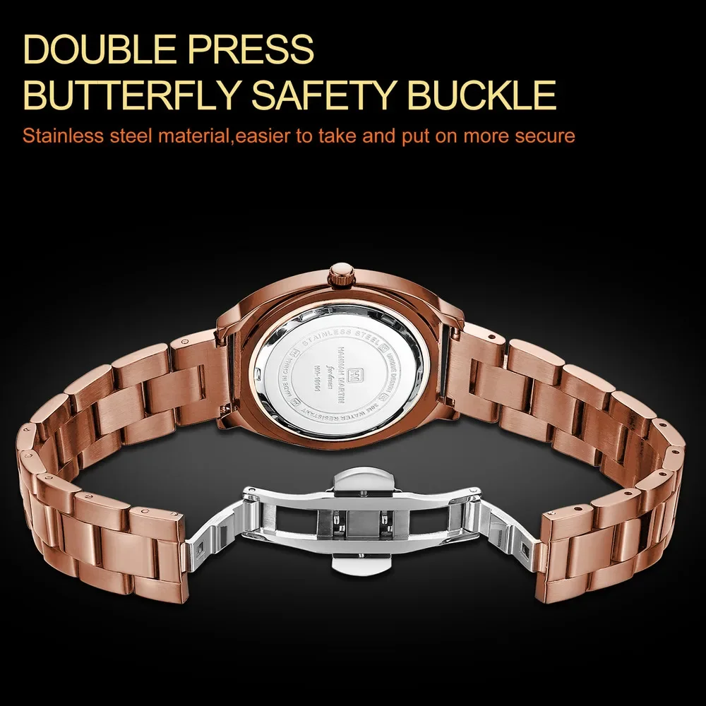HANNAH MARTIN 1261 Watches for Women Wine Bucket Type Quartz Movement Waterproof Precision Steel Chain Women Watch Reloj Mujer