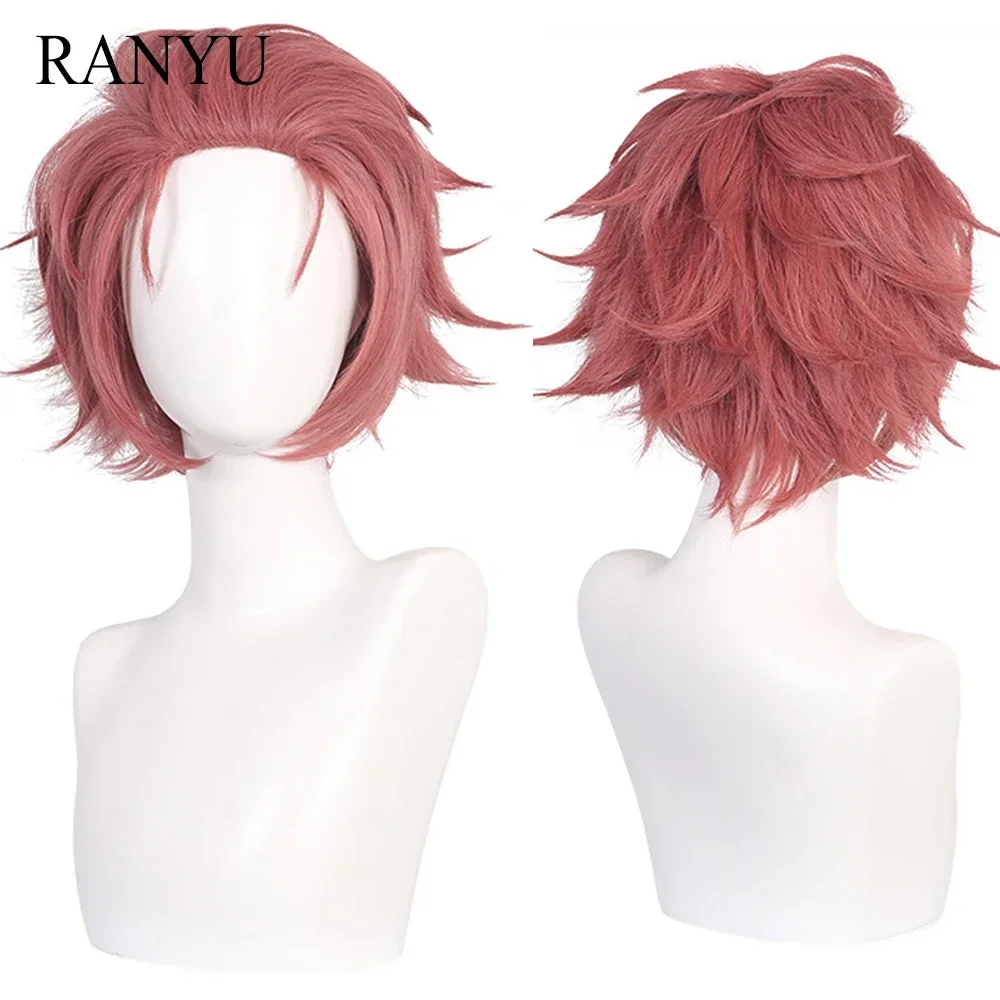 

Men Wigs Synthetic Short Straight Pink Anime Cosplay Fluffy Hair Heat Resistant Wig For Party