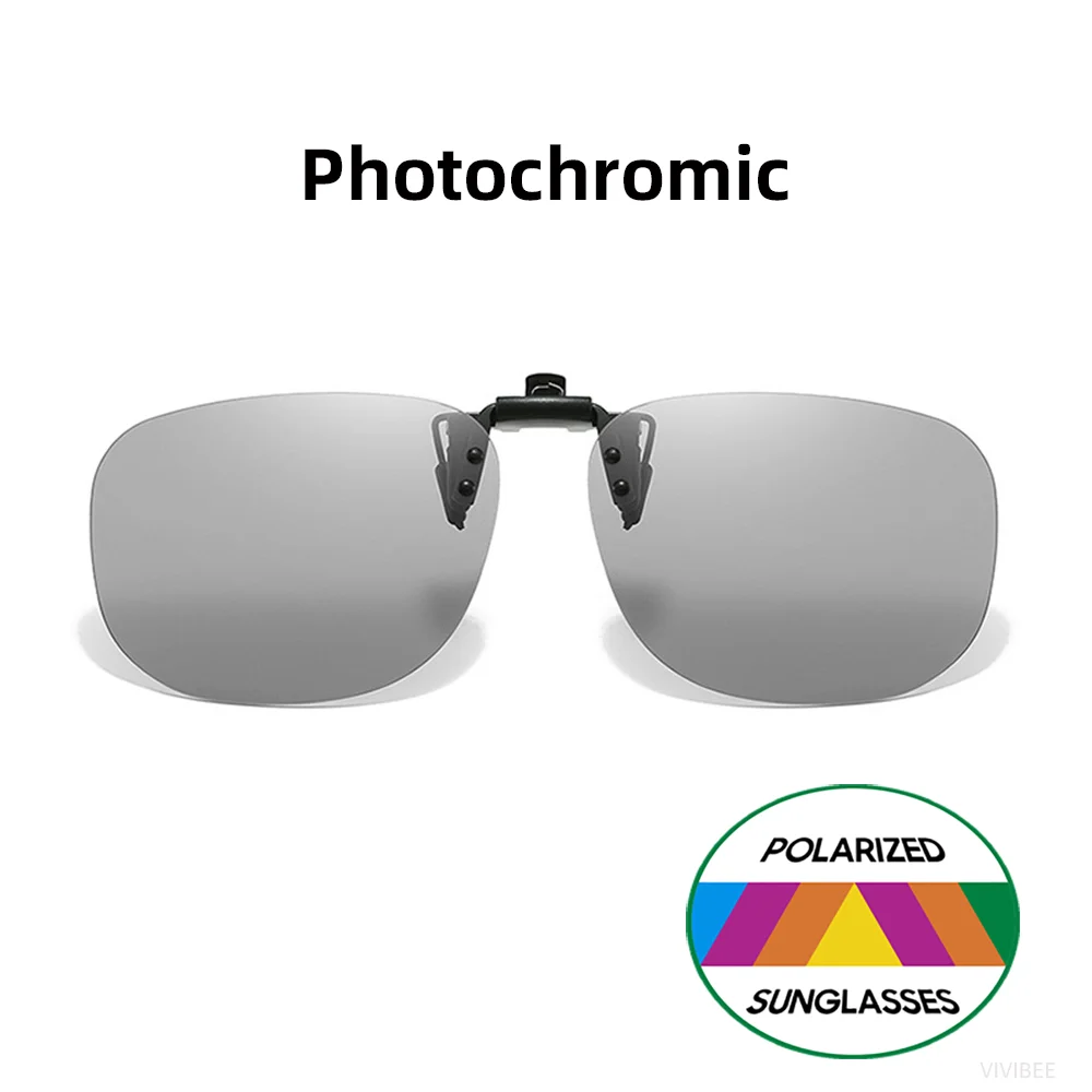 VIVIBEE Flip Up Clip On Sonnenbrille Polarisierte Herren Quadratisch UV400 Photochrome Nachtsicht Damen Klassische Spiegelklammern – Detail 12