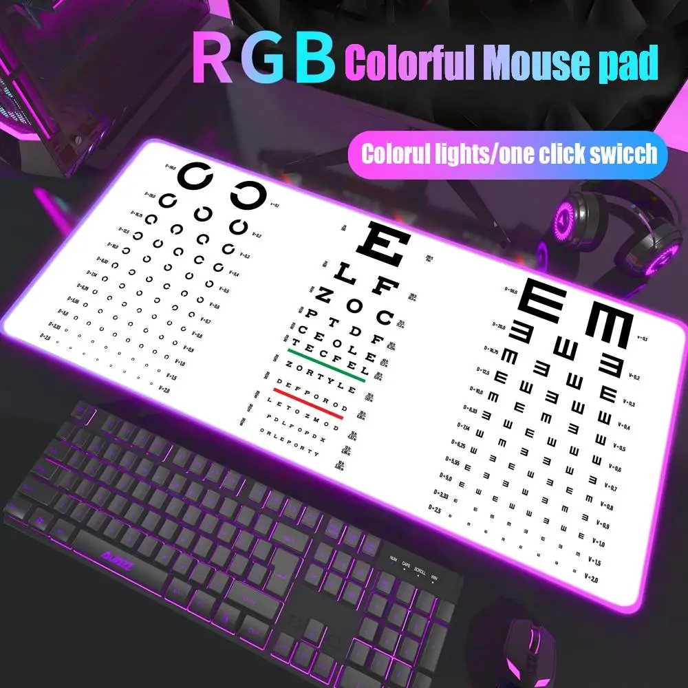 

Medical Eye Vision Chart Mouse Pad Gamer Rgb Desk Mat Back Light Led Mousepad Setup Gaming Deskmat Big Mousepad Backlight